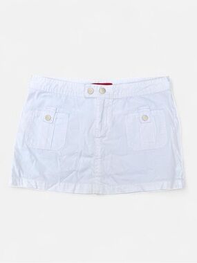 Y2K White denim mini skirt with button up front and zipper
